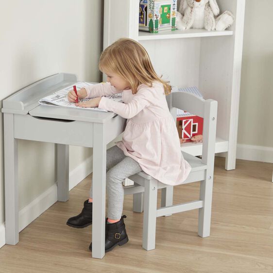 ESCRITORIO Y SILLA PARA NIÑOS GRIS