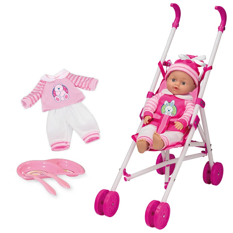 MUÑECA BEBE TINY BABY C/COCHE 30 CM
