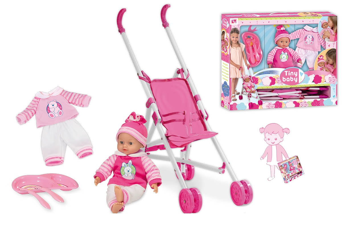 MUÑECA BEBE TINY BABY C/COCHE 30 CM