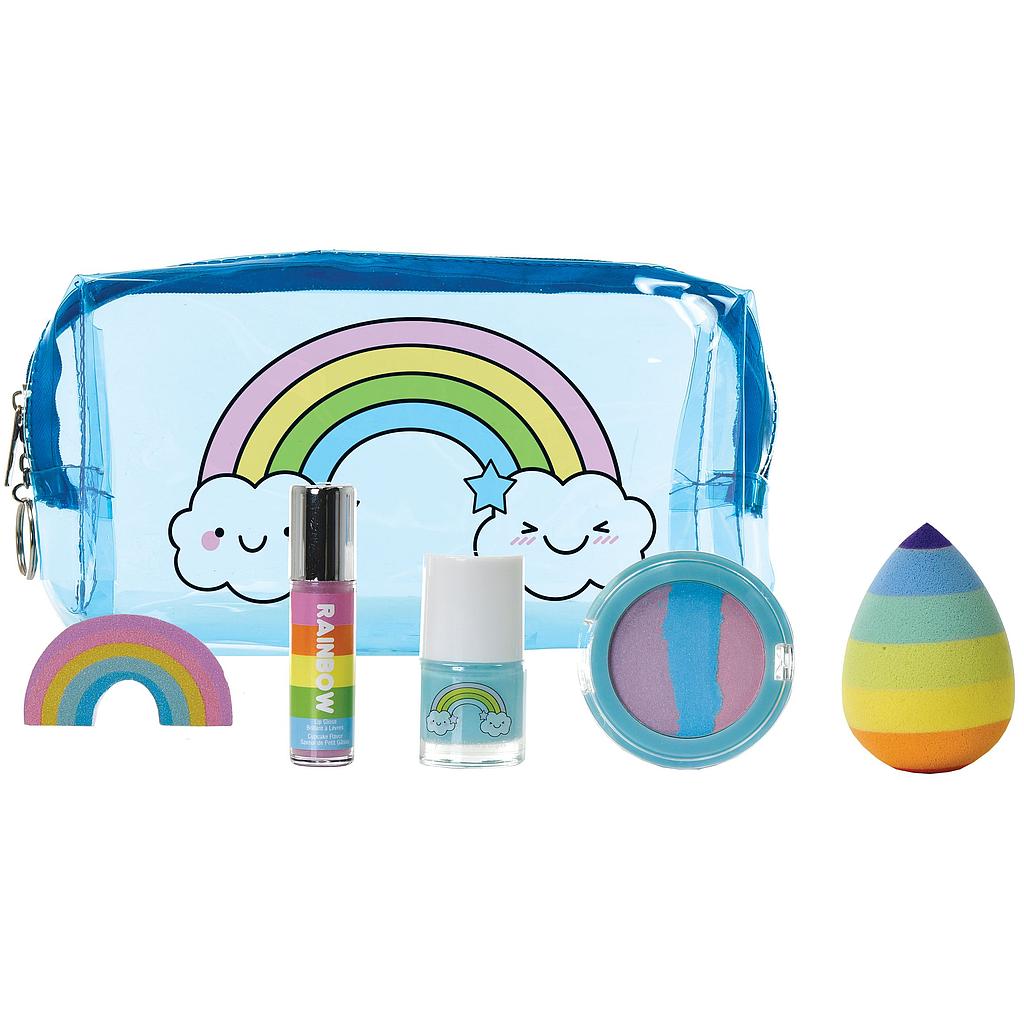 BRILLO LABIAL C/COSMETIQUERA ARCOIRIS 5 PZ